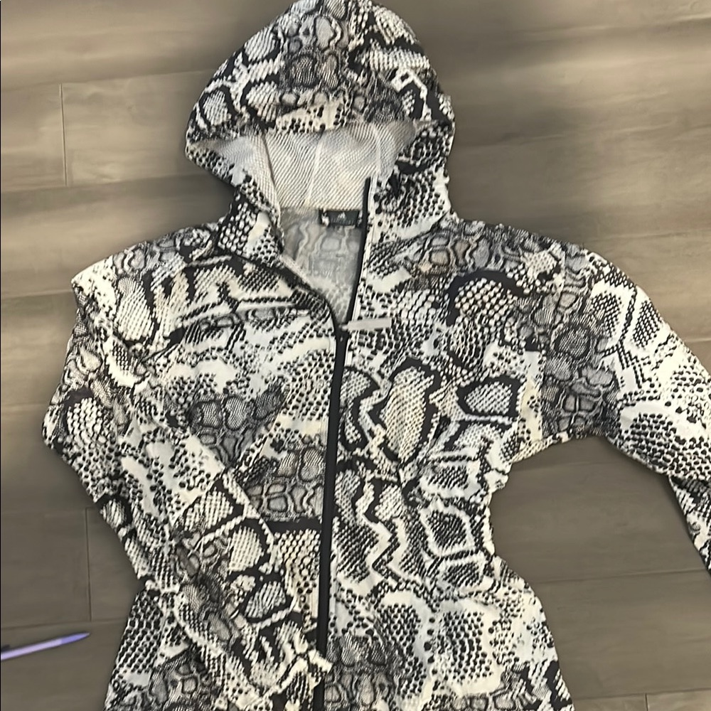 Snakeskin Print Hooded Jacket
